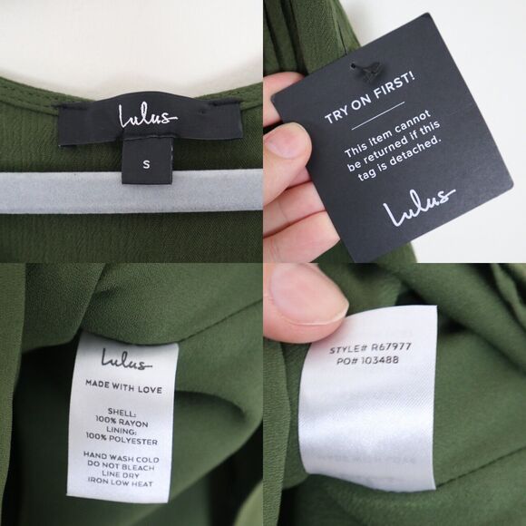 NWT Lulu’s Size S Harbor Point Wrap Dress Short Sleeve Olive Green - Picture 4 of 11